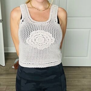 Jessica Simpson White Crochet Tank Top